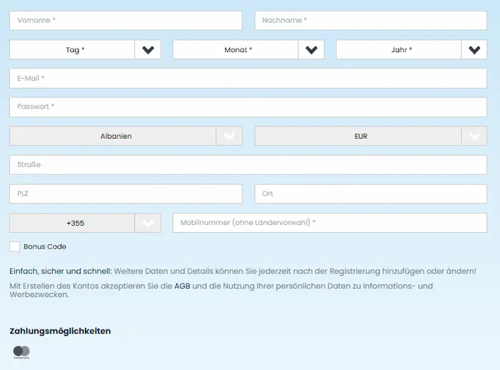 Wettigo Casino registration
