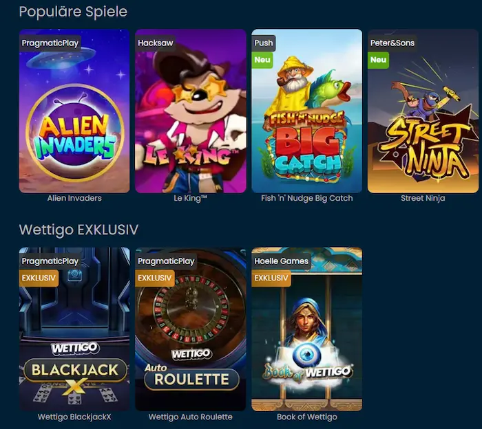 Wettigo Casino games
