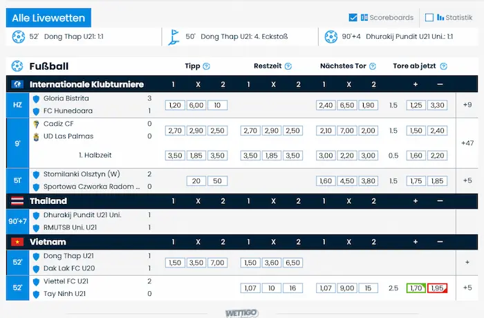Wettigo Casino live-sports